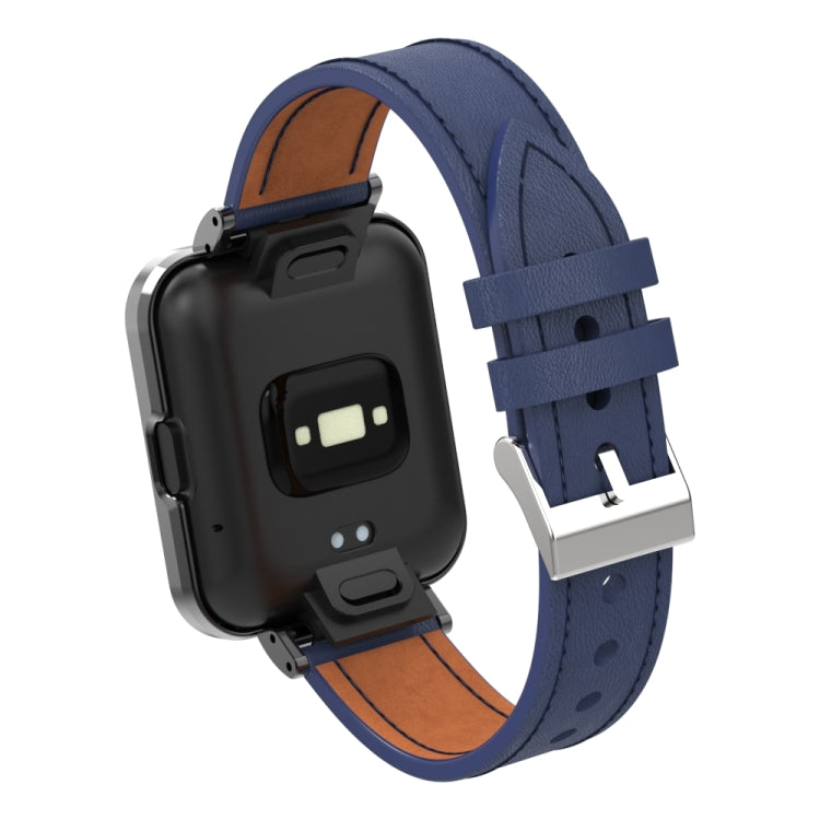 For Xiaomi Mi Watch Lite / Redmi Watch Genuine Leather Metal Case Integrated Watch Band