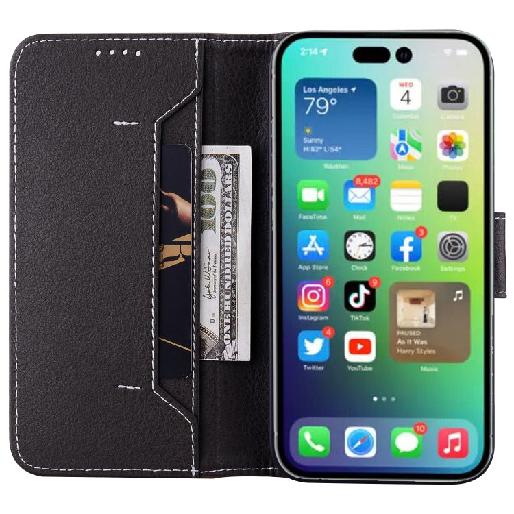 For iPhone 14 Pro Max Litchi RFID Leather Phone Case