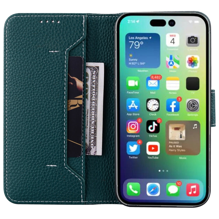 For iPhone 14 Pro Litchi RFID Leather Phone Case