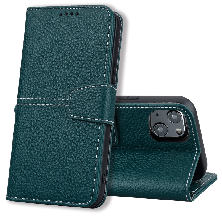 For iPhone 14 Litchi RFID Leather Phone Case