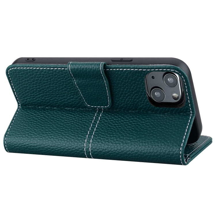 For iPhone 14 Litchi RFID Leather Phone Case