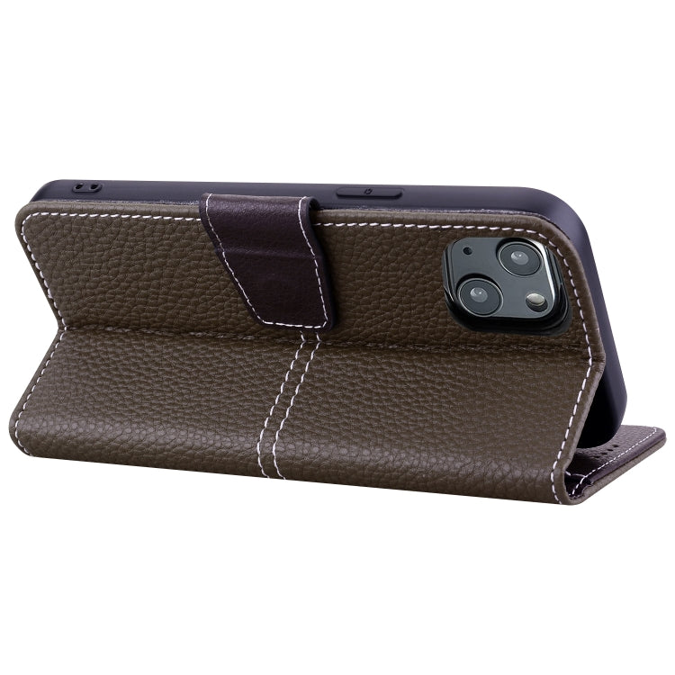 For iPhone 14 Litchi RFID Leather Phone Case