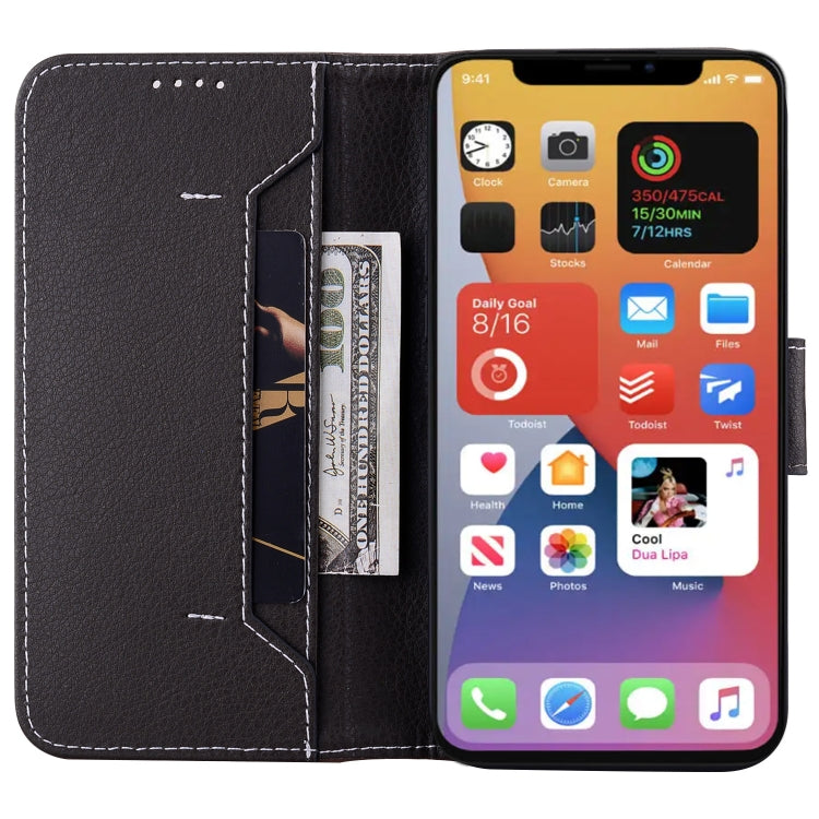 For iPhone 14 Litchi RFID Leather Phone Case
