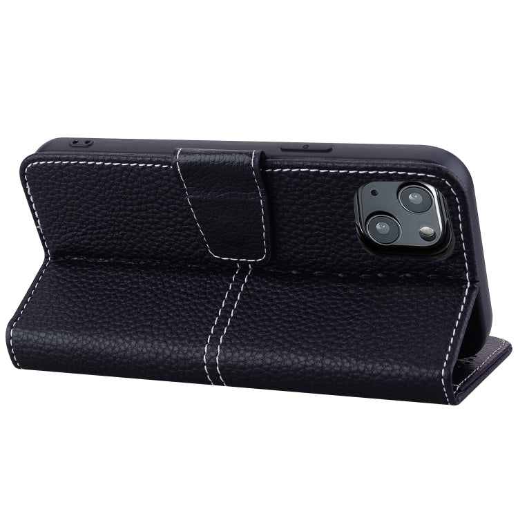 For iPhone 14 Litchi RFID Leather Phone Case