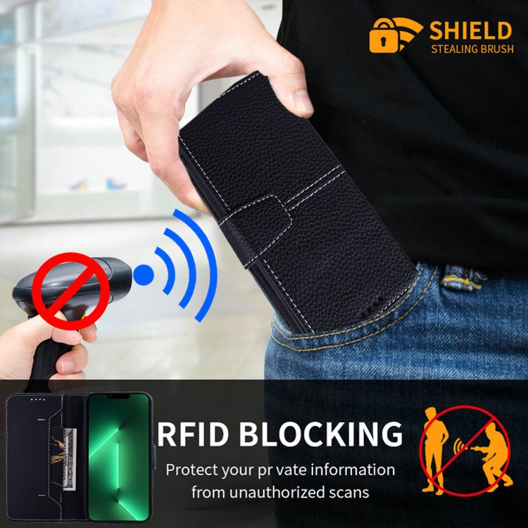 For iPhone 12 mini Litchi RFID Leather Phone Case