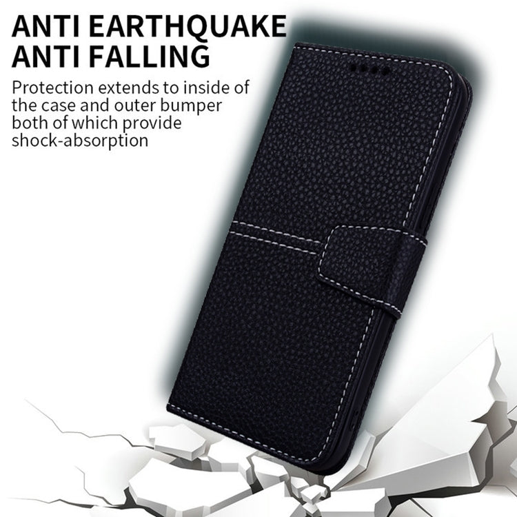 For iPhone 11 Pro Max Litchi RFID Leather Phone Case