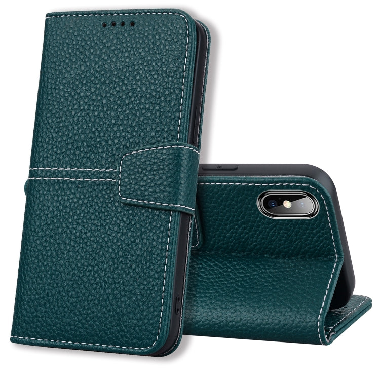 For iPhone XS Max Litchi RFID Leather Phone Case