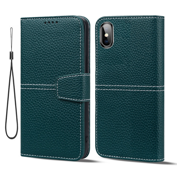 For iPhone XS Max Litchi RFID Leather Phone Case