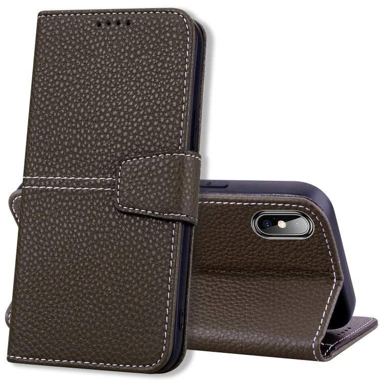 For iPhone XS Max Litchi RFID Leather Phone Case