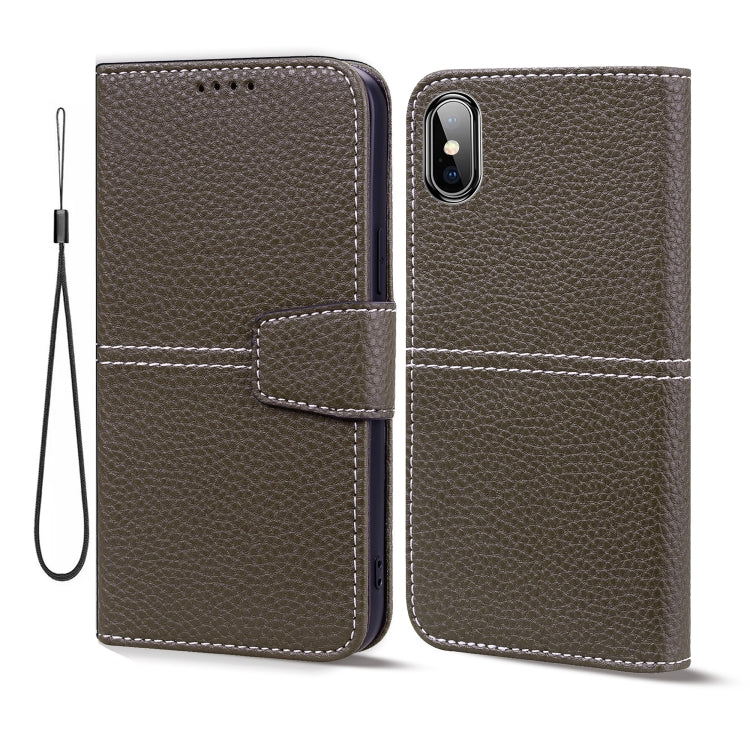 For iPhone XS Max Litchi RFID Leather Phone Case