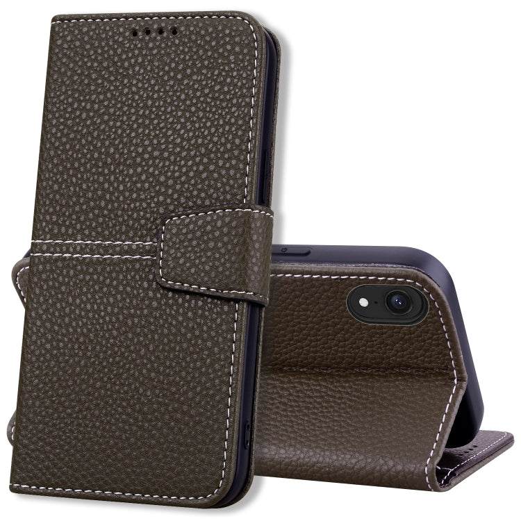 For iPhone XR Litchi RFID Leather Phone Case