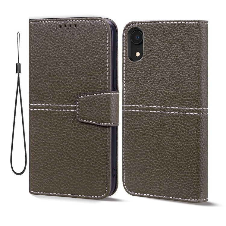 For iPhone XR Litchi RFID Leather Phone Case