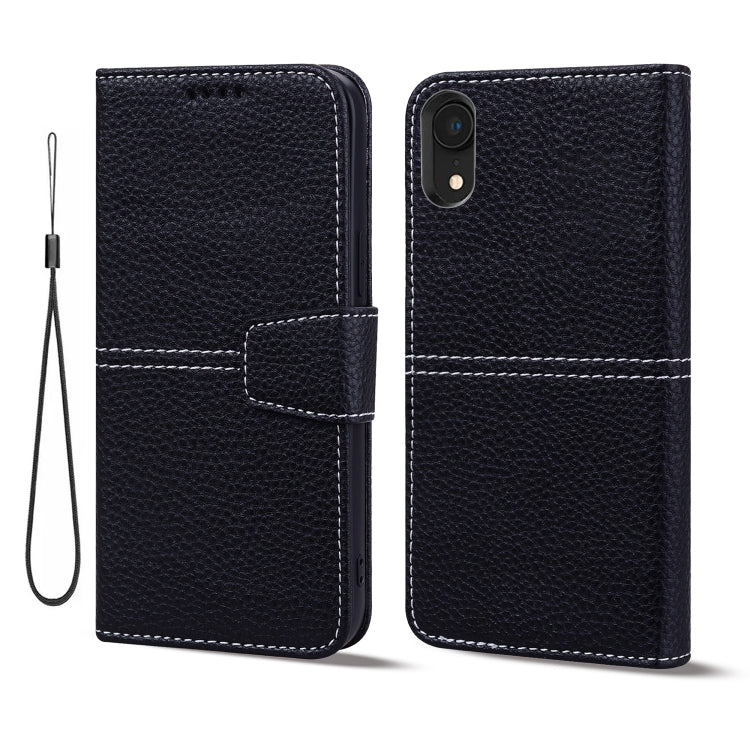 For iPhone XR Litchi RFID Leather Phone Case