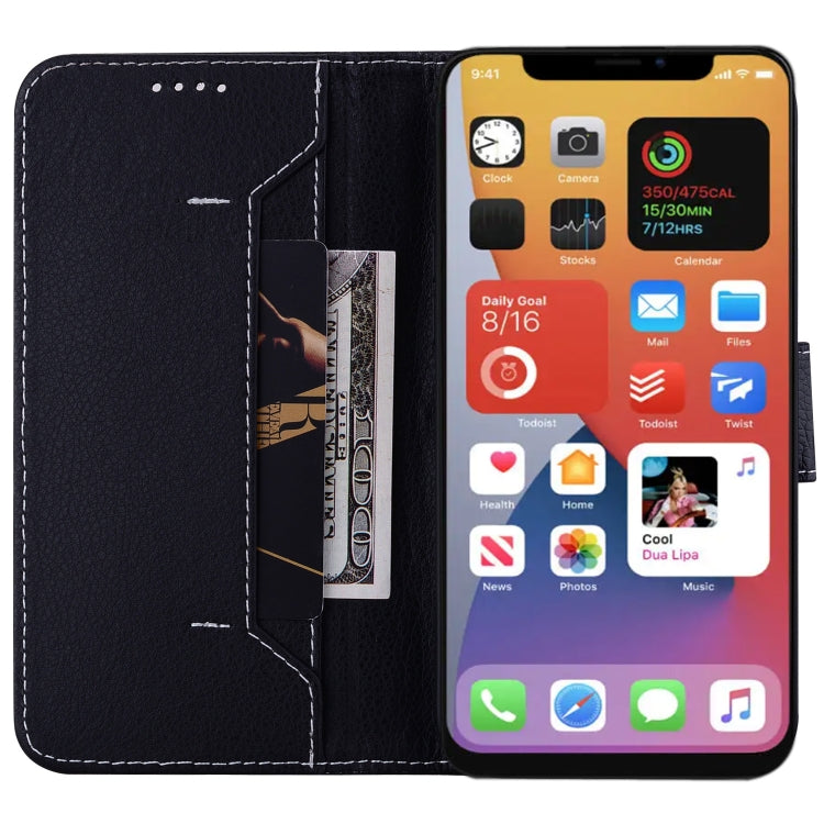 For iPhone 13 Litchi RFID Leather Phone Case