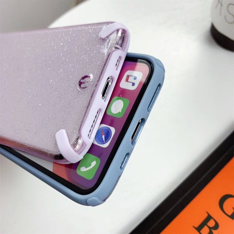 For iPhone 11 Pro Glitter Powder Colorful Edge Shockproof Protective Case