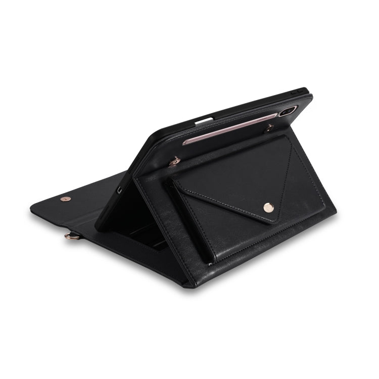 For Samsung Galaxy Tab S6 T860 3-fold Zipper Leather Tablet Case Crossbody Pocket Bag