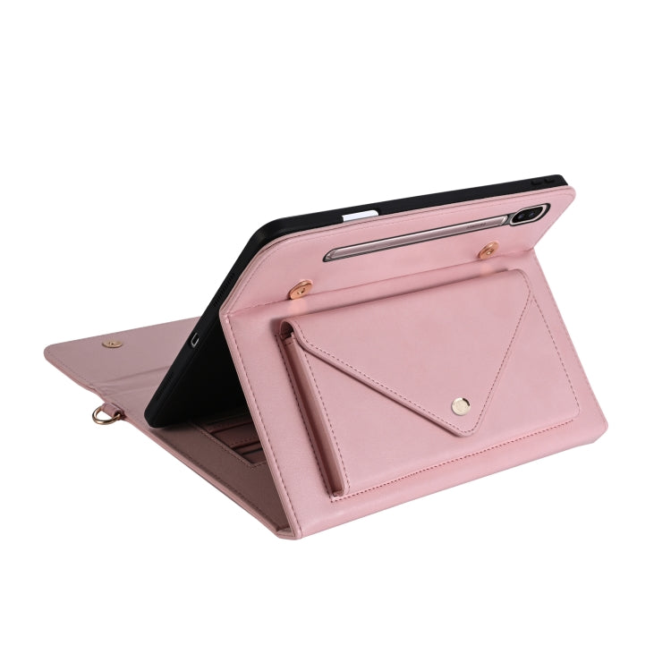 For Samsung Galaxy Tab S6 T860 3-fold Zipper Leather Tablet Case Crossbody Pocket Bag