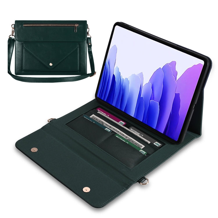 For Samsung Galaxy Tab S7 / S8 3-fold Zipper Leather Tablet Case Crossbody Pocket Bag