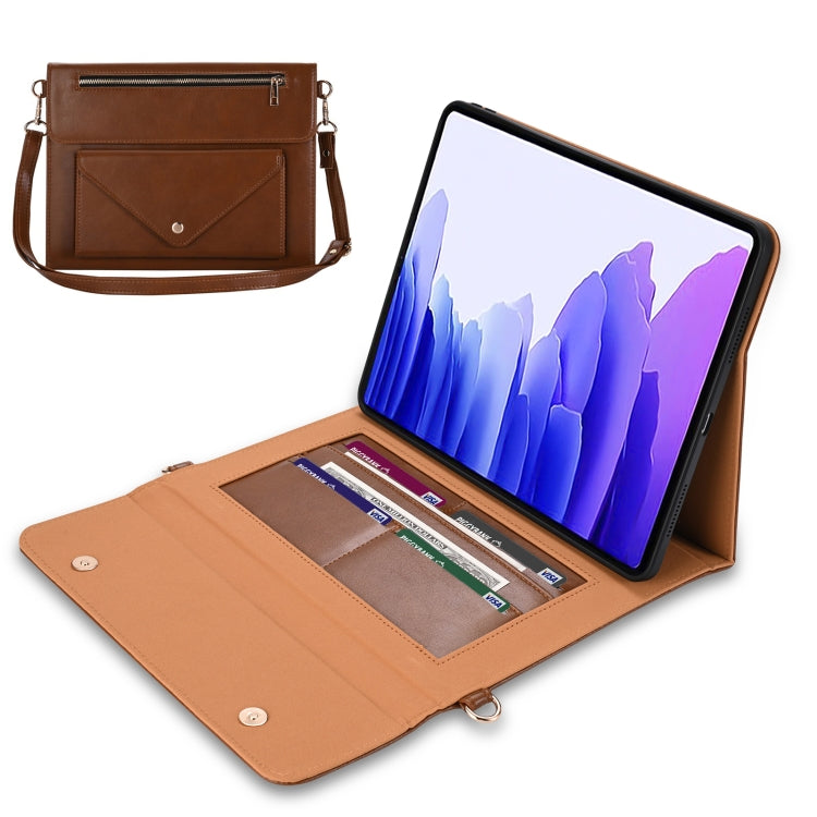 For Samsung Galaxy Tab S8 Ultra 3-fold Zipper Leather Tablet Case Crossbody Pocket Bag