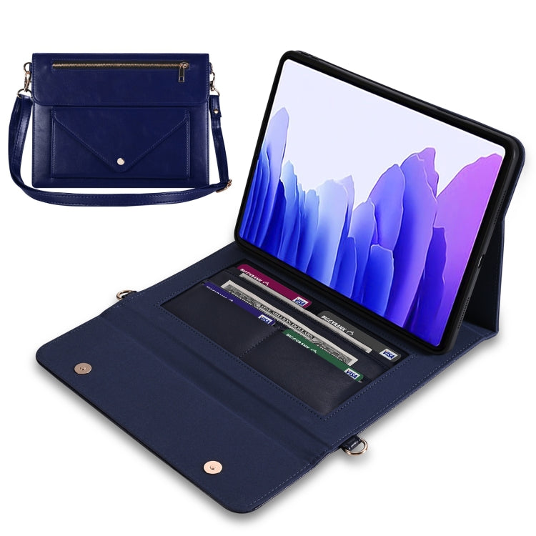 For Samsung Galaxy Tab A7 10.4 T500 / T505 3-fold Zipper Leather Tablet Case Crossbody Pocket Bag
