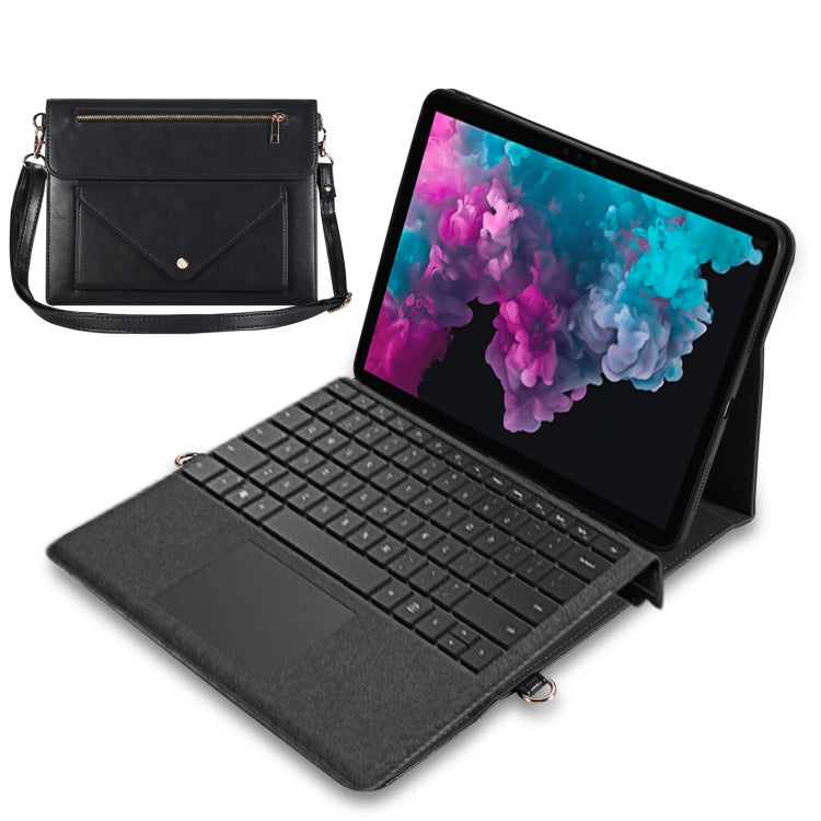 For Microsoft Surface Pro 7 / Pro 7+ 3-fold Zipper Leather Tablet Case Crossbody Pocket Bag