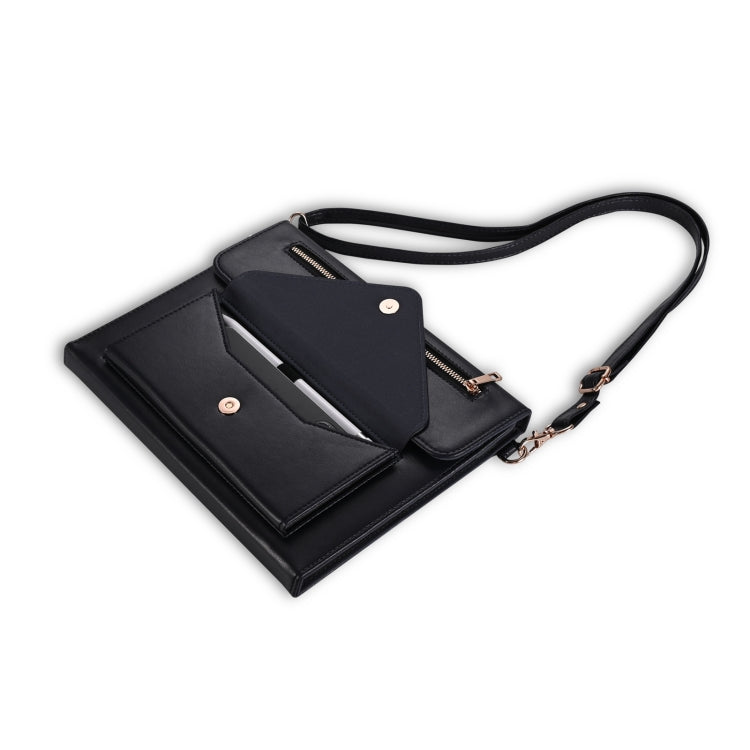 For Microsoft Surface Pro 7 / Pro 7+ 3-fold Zipper Leather Tablet Case Crossbody Pocket Bag