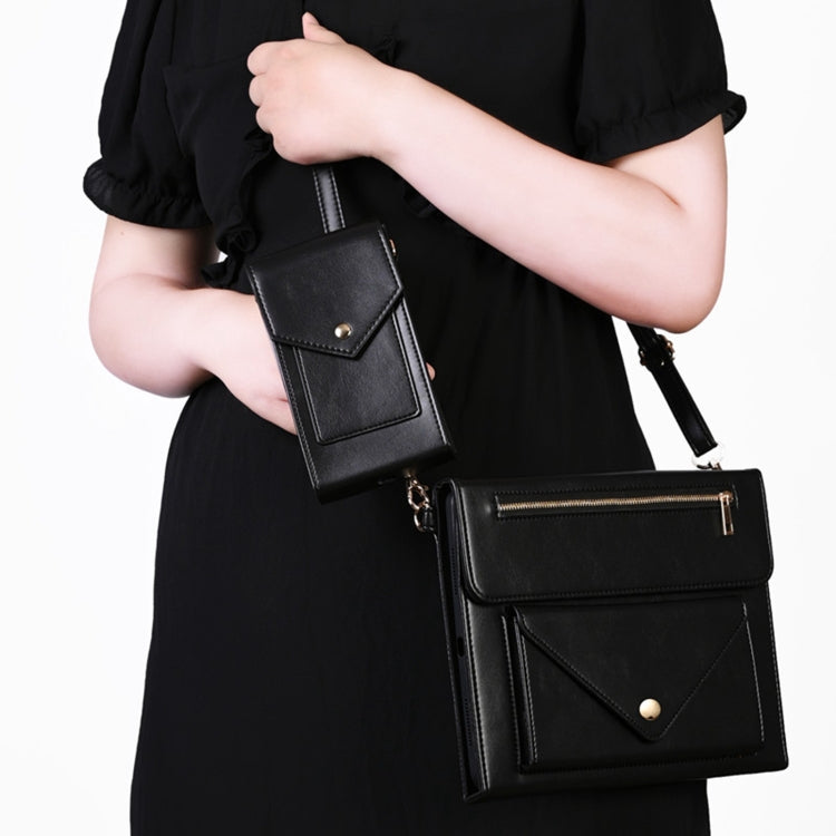 For Microsoft Surface Pro 7 / Pro 7+ 3-fold Zipper Leather Tablet Case Crossbody Pocket Bag