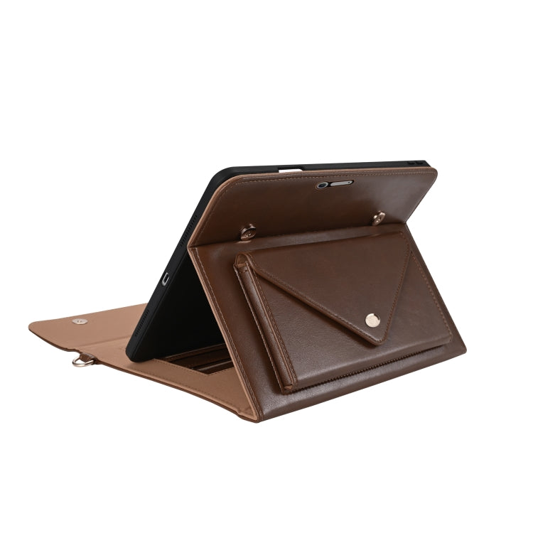 For Microsoft Surface Pro 7 / Pro 7+ 3-fold Zipper Leather Tablet Case Crossbody Pocket Bag