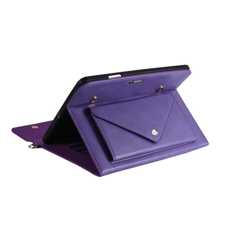 For Microsoft Surface Pro 7 / Pro 7+ 3-fold Zipper Leather Tablet Case Crossbody Pocket Bag