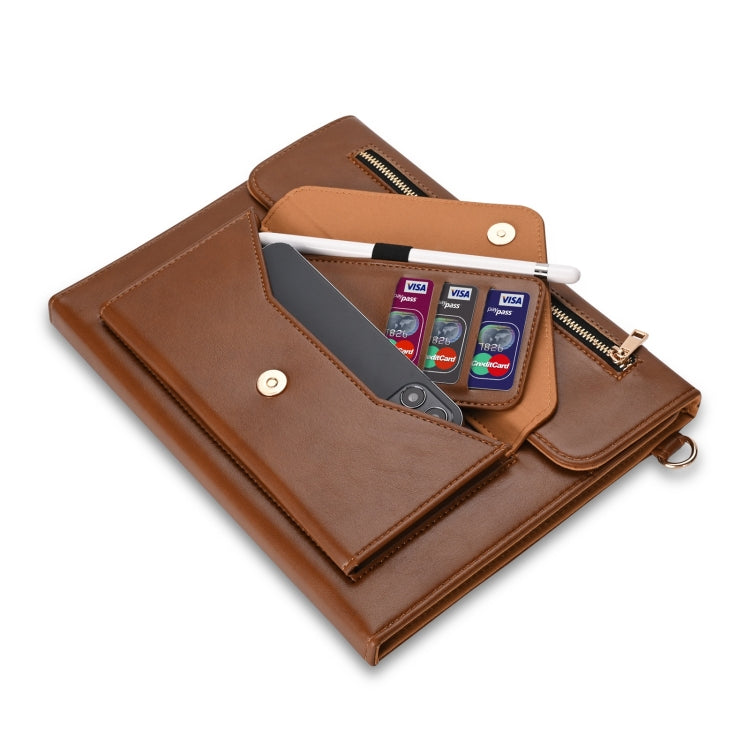 For Microsoft Surface Pro 7 / Pro 7+ 3-fold Zipper Leather Tablet Case Crossbody Pocket Bag