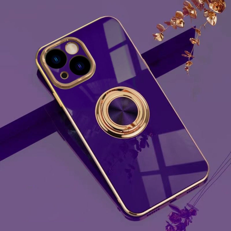 For iPhone 14 Plus 6D Electroplating Ring Phone Case