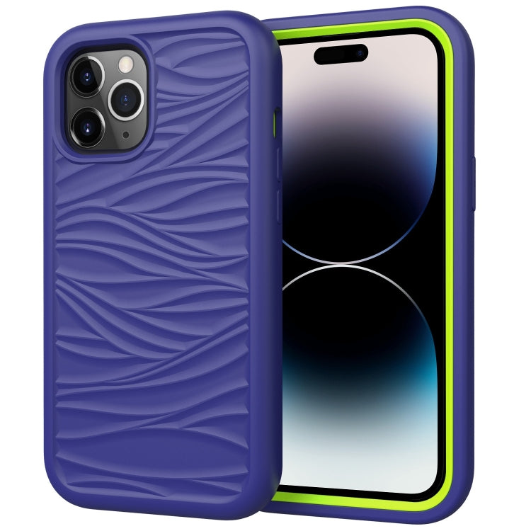 For iPhone 14 Pro Wave Pattern 3 in 1 Silicone + PC Shockproof Phone Case