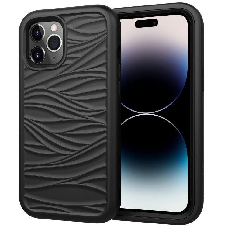 For iPhone 14 Pro Wave Pattern 3 in 1 Silicone + PC Shockproof Phone Case