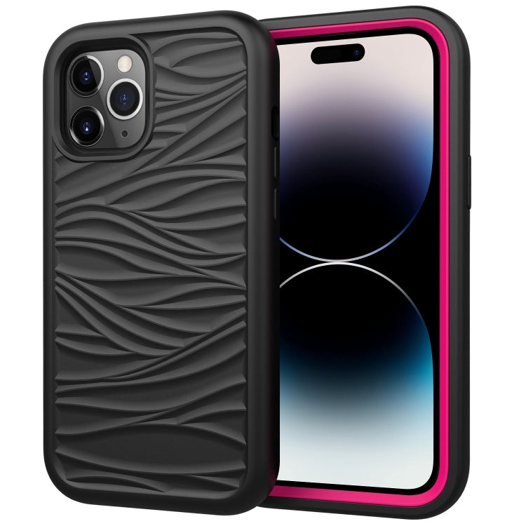 For iPhone 14 Pro Wave Pattern 3 in 1 Silicone + PC Shockproof Phone Case