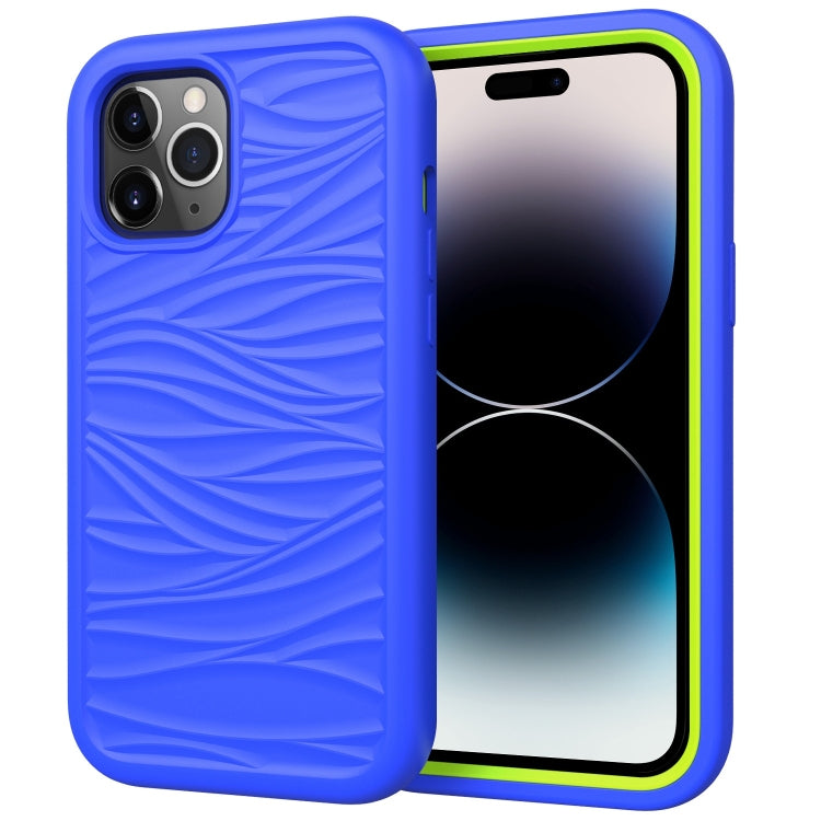 For iPhone 14 Pro Wave Pattern 3 in 1 Silicone + PC Shockproof Phone Case