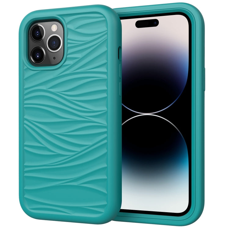 For iPhone 14 Pro Wave Pattern 3 in 1 Silicone + PC Shockproof Phone Case