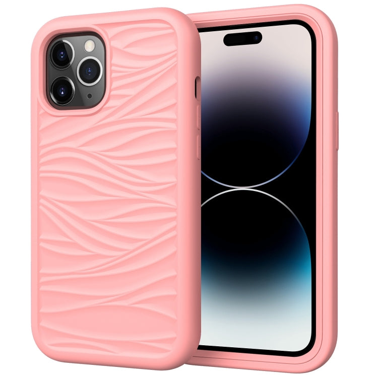 For iPhone 14 Pro Wave Pattern 3 in 1 Silicone + PC Shockproof Phone Case