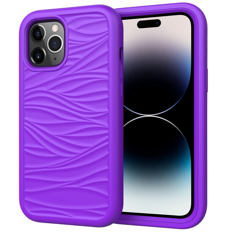 For iPhone 14 Pro Wave Pattern 3 in 1 Silicone + PC Shockproof Phone Case