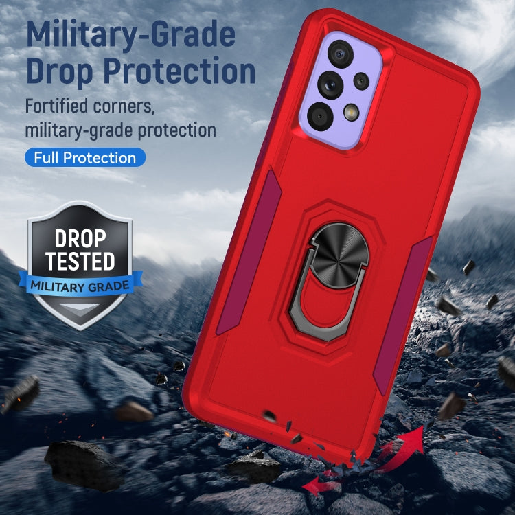 For Samsung Galaxy A73 Pioneer Armor Heavy Duty PC + TPU Phone Case with Holder