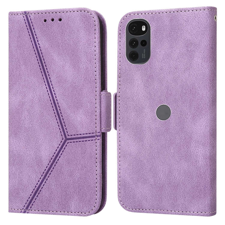 For Motorola Moto G22 Embossing Stripe RFID Leather Phone Case