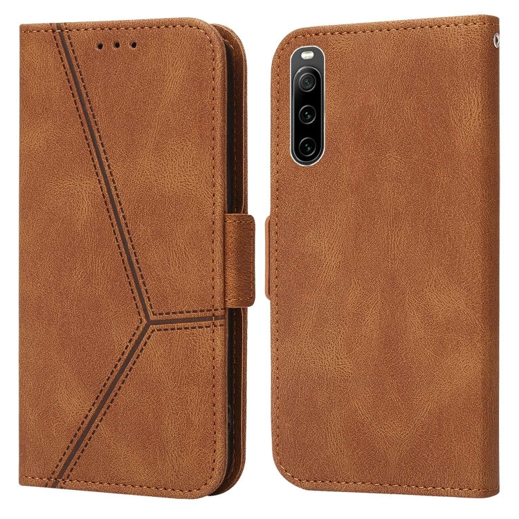 For Sony Xperia 10 IV Embossing Stripe RFID Leather Phone Case