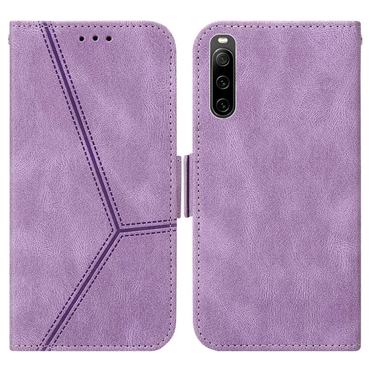 For Sony Xperia 10 IV Embossing Stripe RFID Leather Phone Case