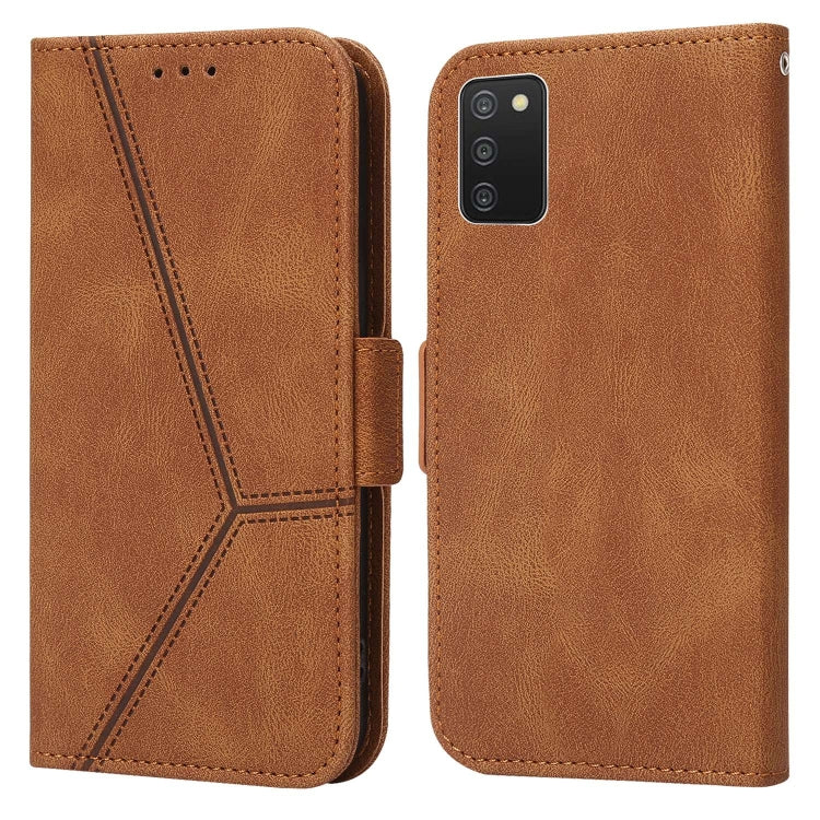 For Samsung Galaxy A03s 166mm EU Version Embossing Stripe RFID Leather Phone Case