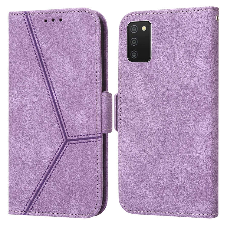 For Samsung Galaxy A03s 166mm EU Version Embossing Stripe RFID Leather Phone Case