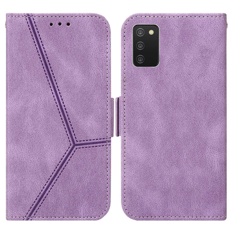 For Samsung Galaxy A03s 166mm EU Version Embossing Stripe RFID Leather Phone Case