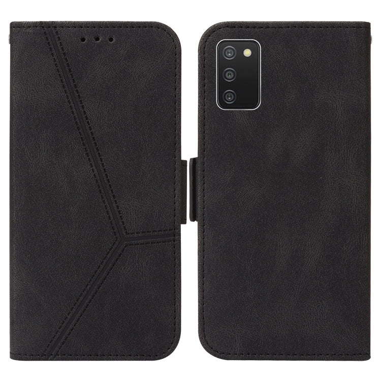 For Samsung Galaxy A03s 166mm EU Version Embossing Stripe RFID Leather Phone Case