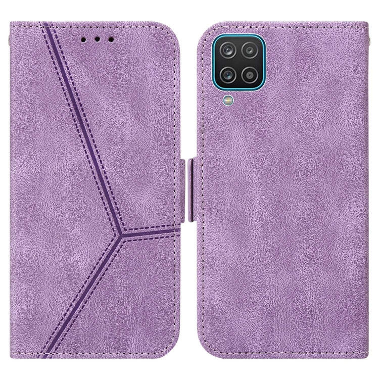 For Samsung Galaxy A12 5G / 4G Embossing Stripe RFID Leather Phone Case