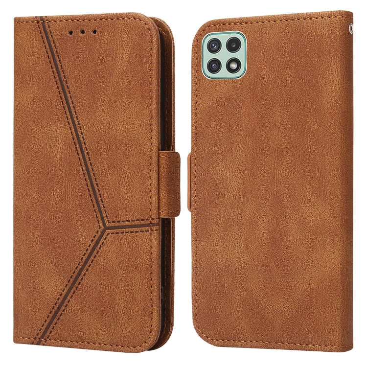 For Samsung Galaxy A22 5G Embossing Stripe RFID Leather Phone Case