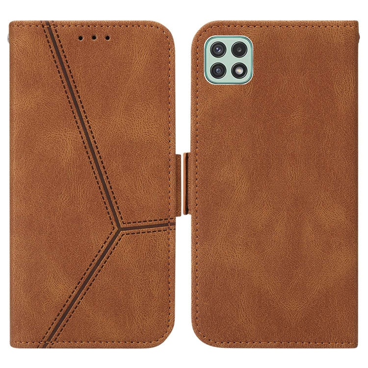 For Samsung Galaxy A22 5G Embossing Stripe RFID Leather Phone Case