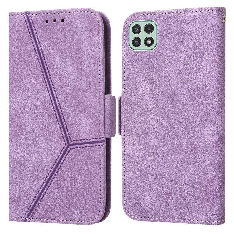 For Samsung Galaxy A22 5G Embossing Stripe RFID Leather Phone Case